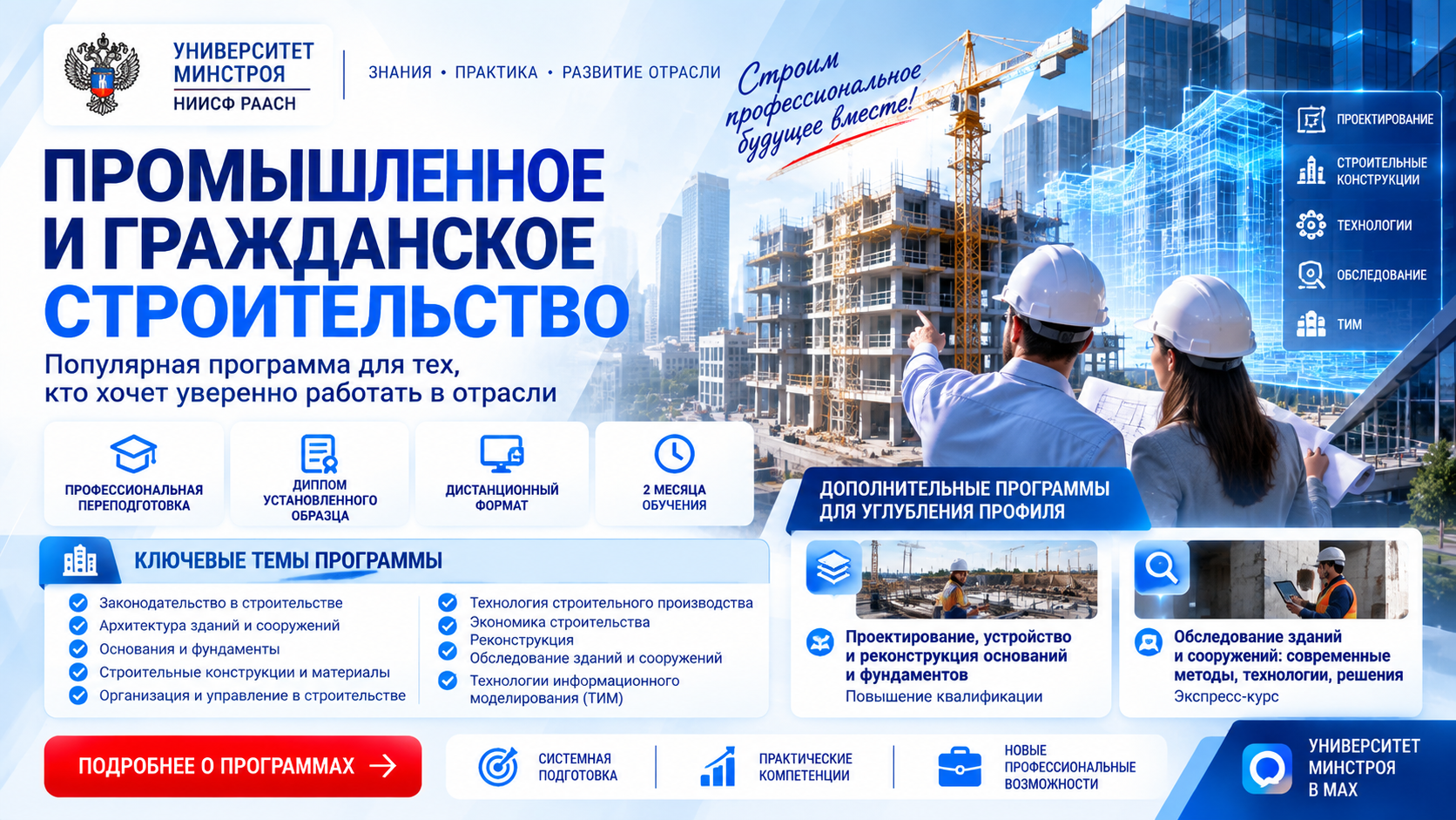 Промышленное и гражданское строительство: популярная программа для тех, кто хочет уверенно работать в отрасли