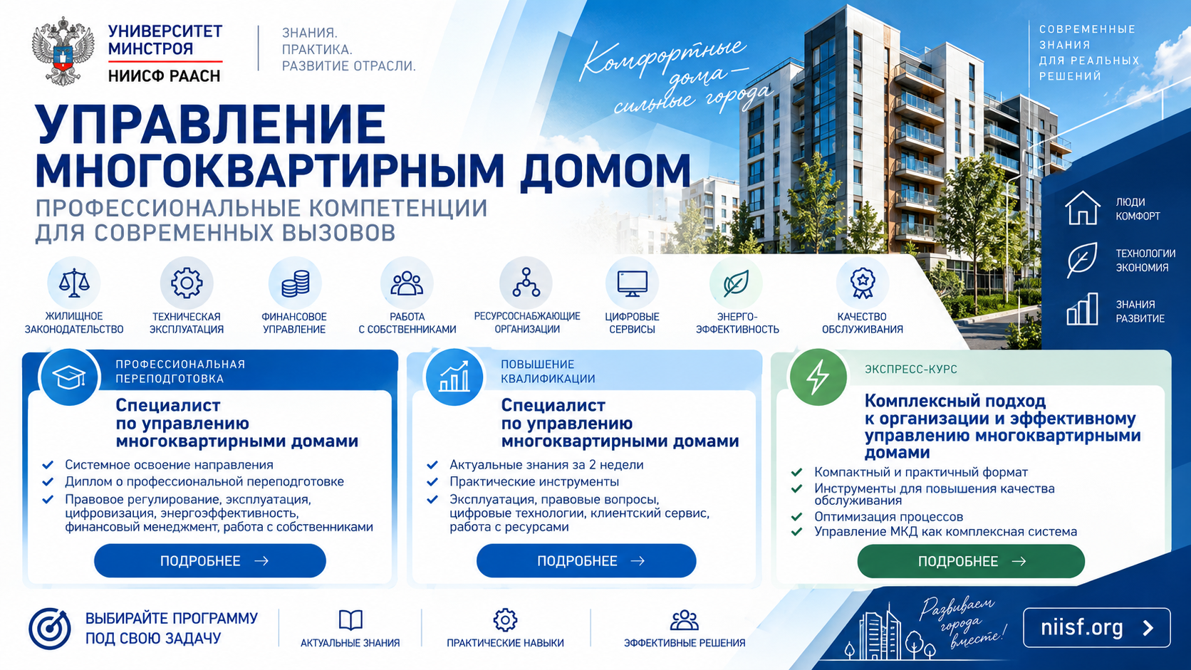Управление МКД без хаоса: программы Университета Минстроя для тех, кто отвечает за качество жилищных услуг