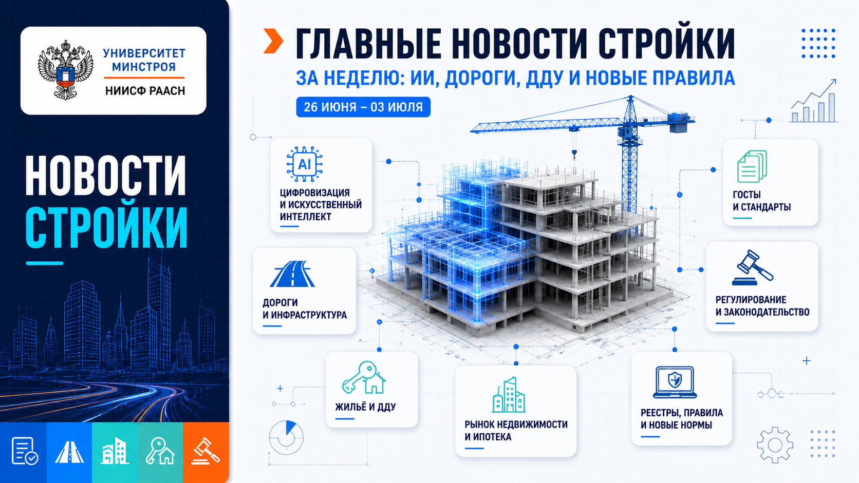 Главные новости строительной отрасли за неделю: ИИ, дороги, ДДУ и новые правила